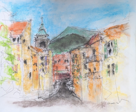 The Old Quarter in Nice by artist John Holmes
